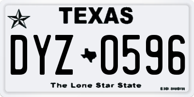 TX license plate DYZ0596