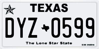 TX license plate DYZ0599