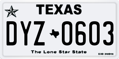 TX license plate DYZ0603