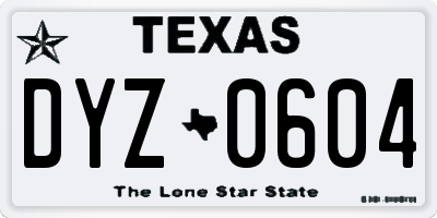 TX license plate DYZ0604