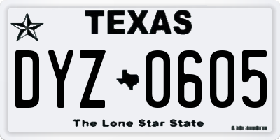 TX license plate DYZ0605