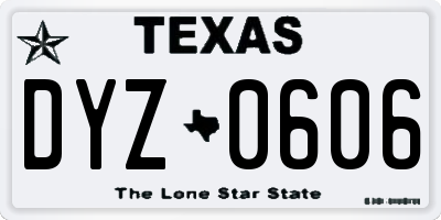 TX license plate DYZ0606