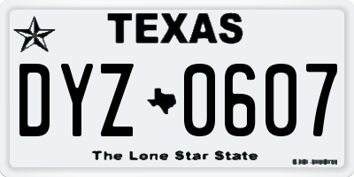 TX license plate DYZ0607