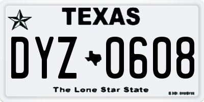 TX license plate DYZ0608
