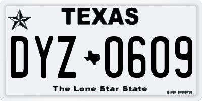 TX license plate DYZ0609