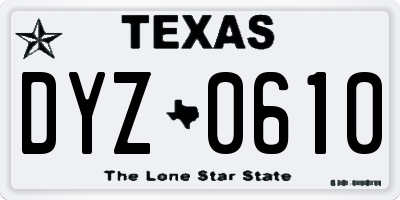 TX license plate DYZ0610
