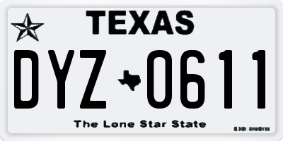 TX license plate DYZ0611