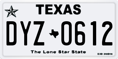 TX license plate DYZ0612