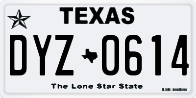 TX license plate DYZ0614