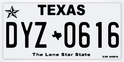 TX license plate DYZ0616