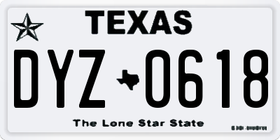 TX license plate DYZ0618