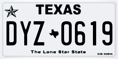 TX license plate DYZ0619