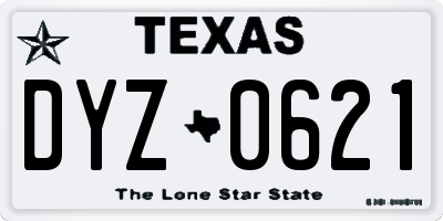 TX license plate DYZ0621