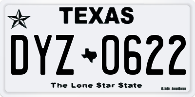 TX license plate DYZ0622