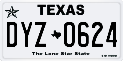 TX license plate DYZ0624