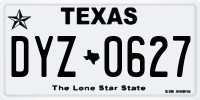 TX license plate DYZ0627