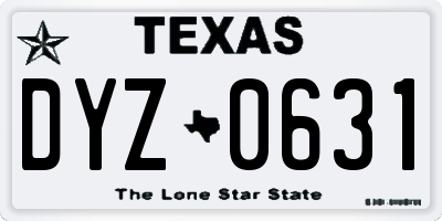 TX license plate DYZ0631
