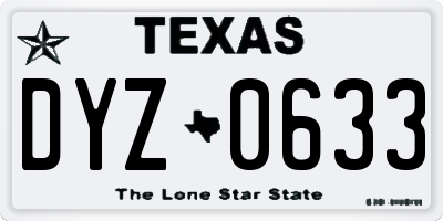 TX license plate DYZ0633