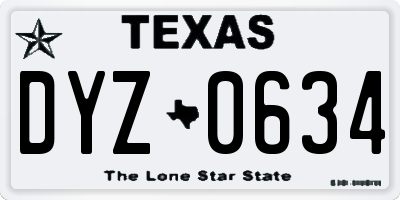 TX license plate DYZ0634