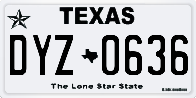TX license plate DYZ0636