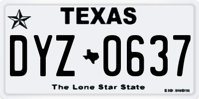 TX license plate DYZ0637