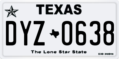 TX license plate DYZ0638