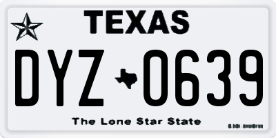 TX license plate DYZ0639
