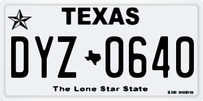 TX license plate DYZ0640