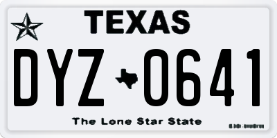 TX license plate DYZ0641