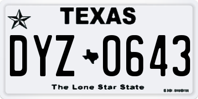 TX license plate DYZ0643