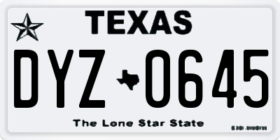 TX license plate DYZ0645