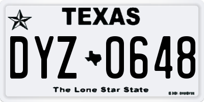 TX license plate DYZ0648