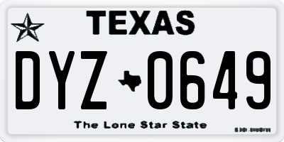 TX license plate DYZ0649