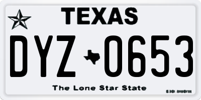 TX license plate DYZ0653