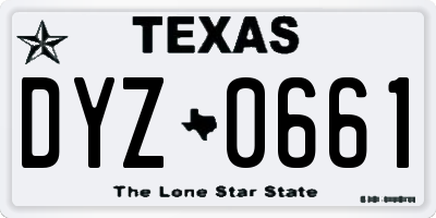 TX license plate DYZ0661
