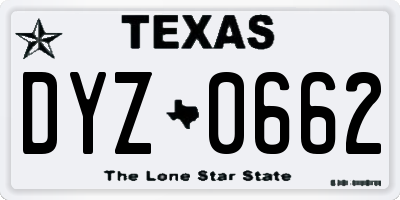 TX license plate DYZ0662