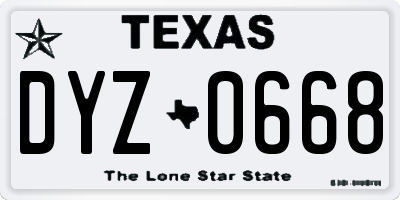 TX license plate DYZ0668
