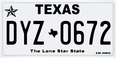 TX license plate DYZ0672