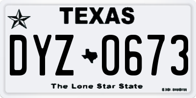 TX license plate DYZ0673