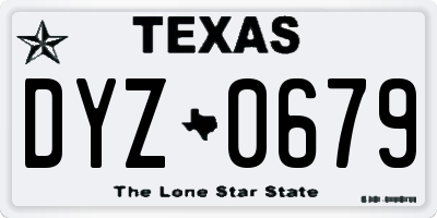 TX license plate DYZ0679
