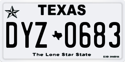 TX license plate DYZ0683