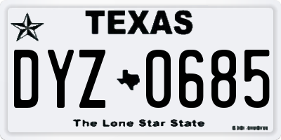 TX license plate DYZ0685