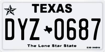 TX license plate DYZ0687