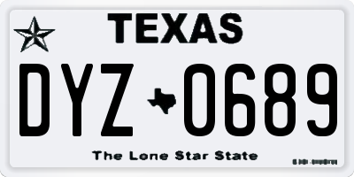 TX license plate DYZ0689