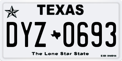 TX license plate DYZ0693