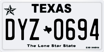 TX license plate DYZ0694