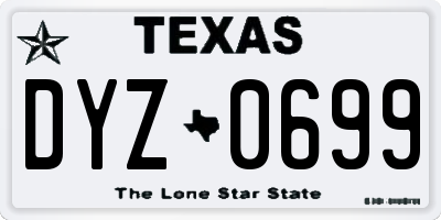 TX license plate DYZ0699