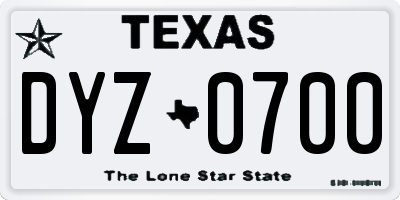 TX license plate DYZ0700