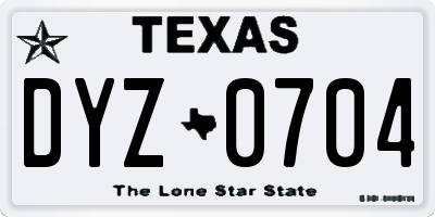 TX license plate DYZ0704