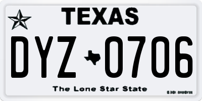TX license plate DYZ0706